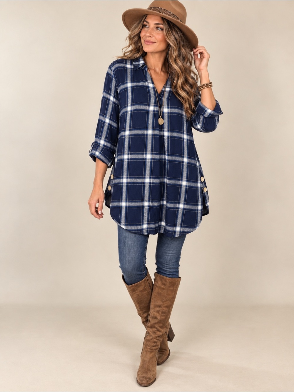 🌿✨ St. John’s Bay Plaid Tunic Top • Size L ✨🌿